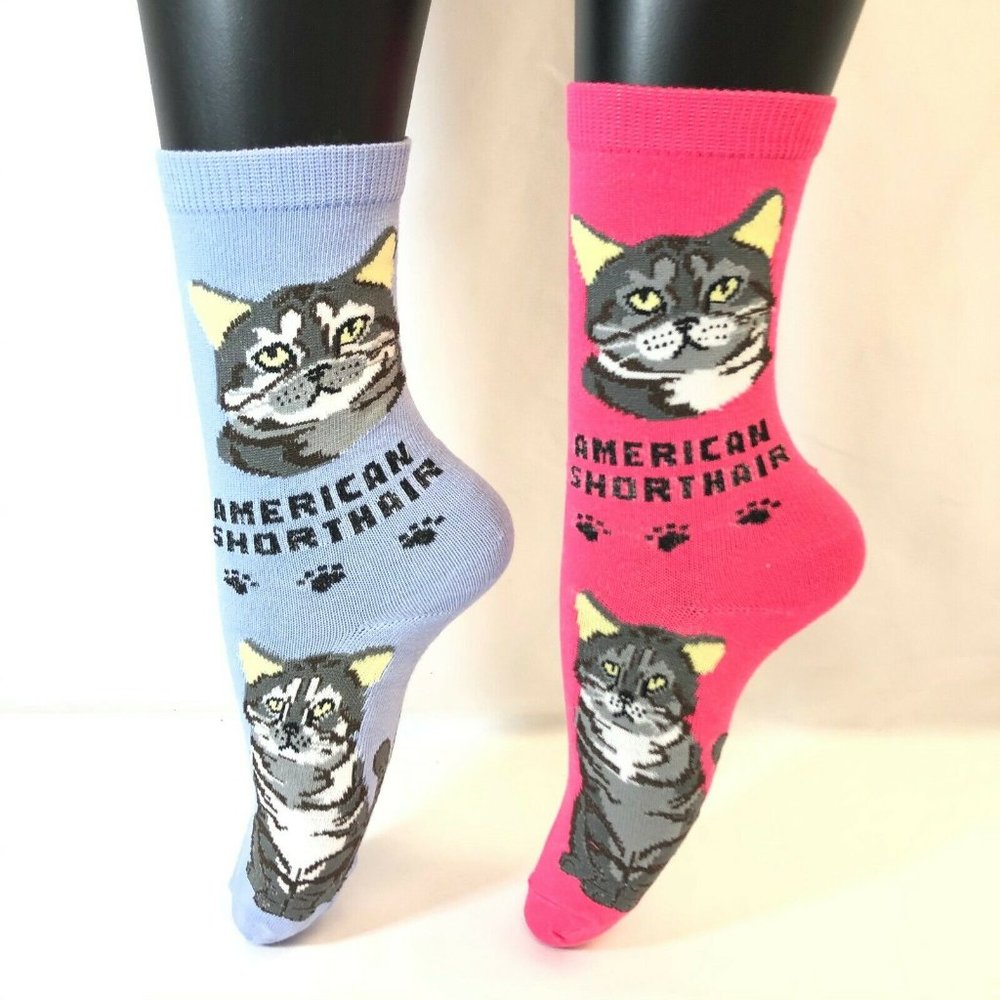 2 PAIRS Foozys Women's Socks AMERICAN SHORTHAIR